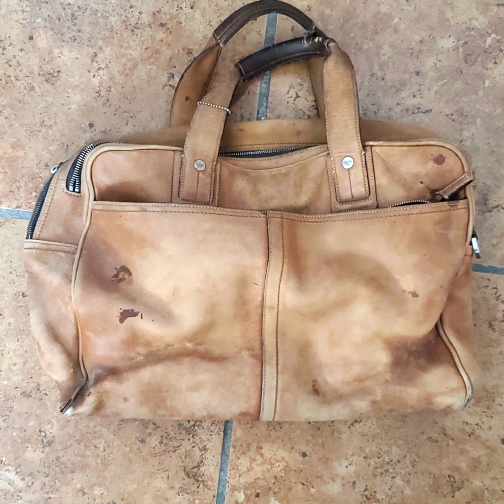Coach Tan Leather Weekender Bag